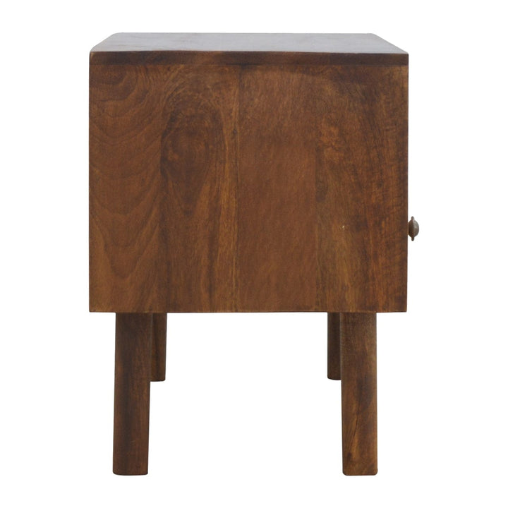 Chestnut Front TV Stand - Solid Mango Wood Entertainment Center for Living Room - product view 7 showing handcrafted...