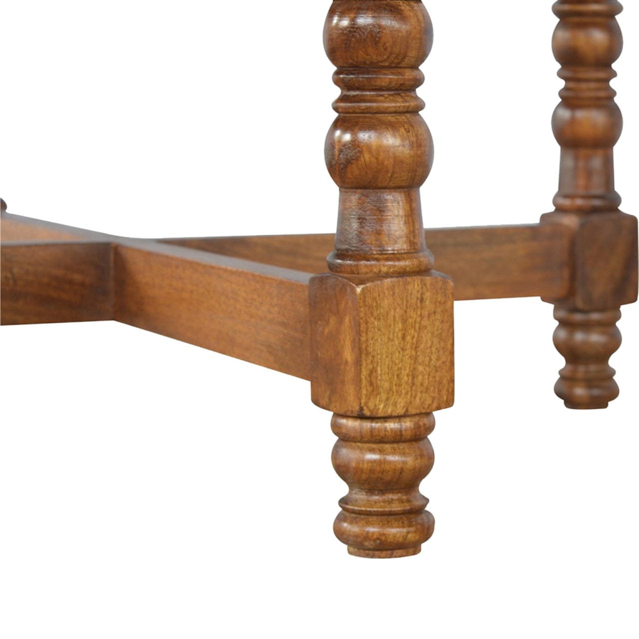 Occasional Round End Table - Solid Mango Wood Side Table for Living Room - product view 6 showing handcrafted solid mango...