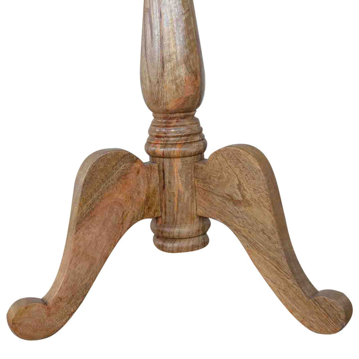 Solid Wood Round Tea Table - Solid Mango Wood Accent Table for Living Room - product view 8 showing handcrafted solid...