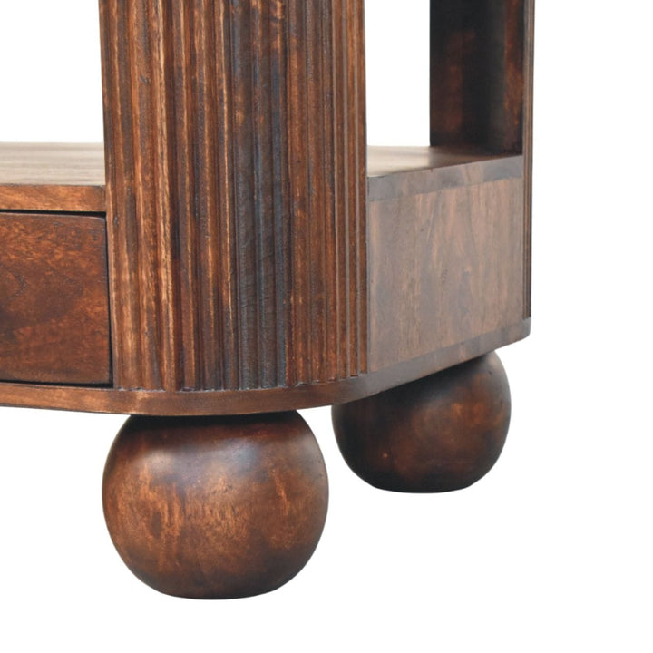 Sphere Leg Coffee Table - Solid Mango Wood Center Table for Living Room - product view 8 showing handcrafted solid mango...
