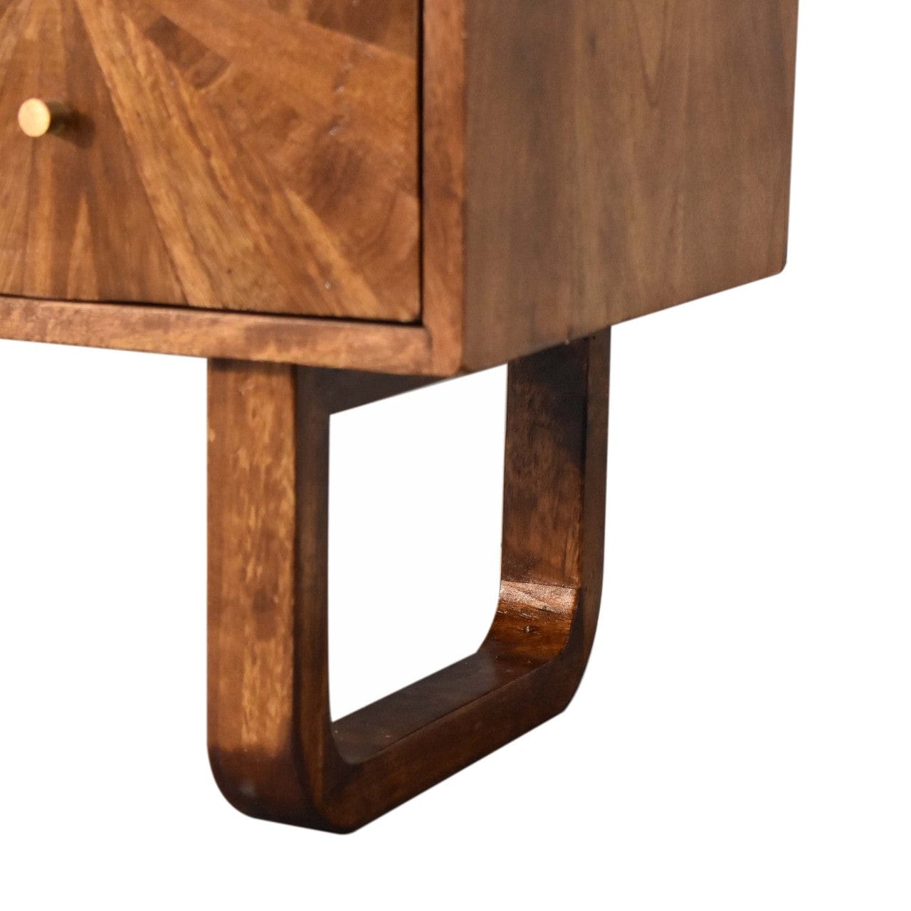 U-Chestnut Sunrise TV Stand - Solid Mango Wood Entertainment Center for Living Room - product view 7 showing handcrafted...