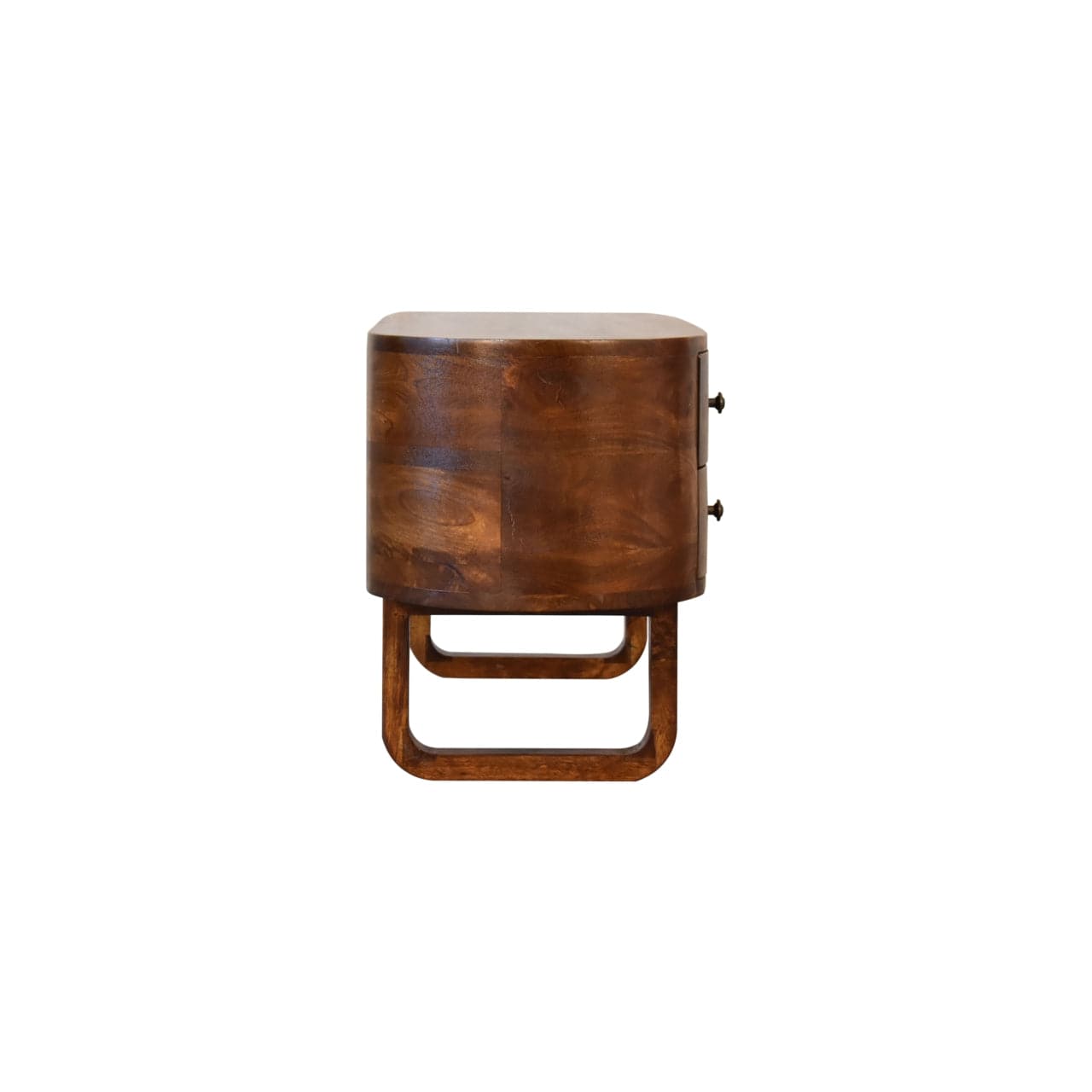 U-Shape Media TV unit - Entertainment Center in Solid Mango Wood - product view 9 showing handcrafted solid mango wood...