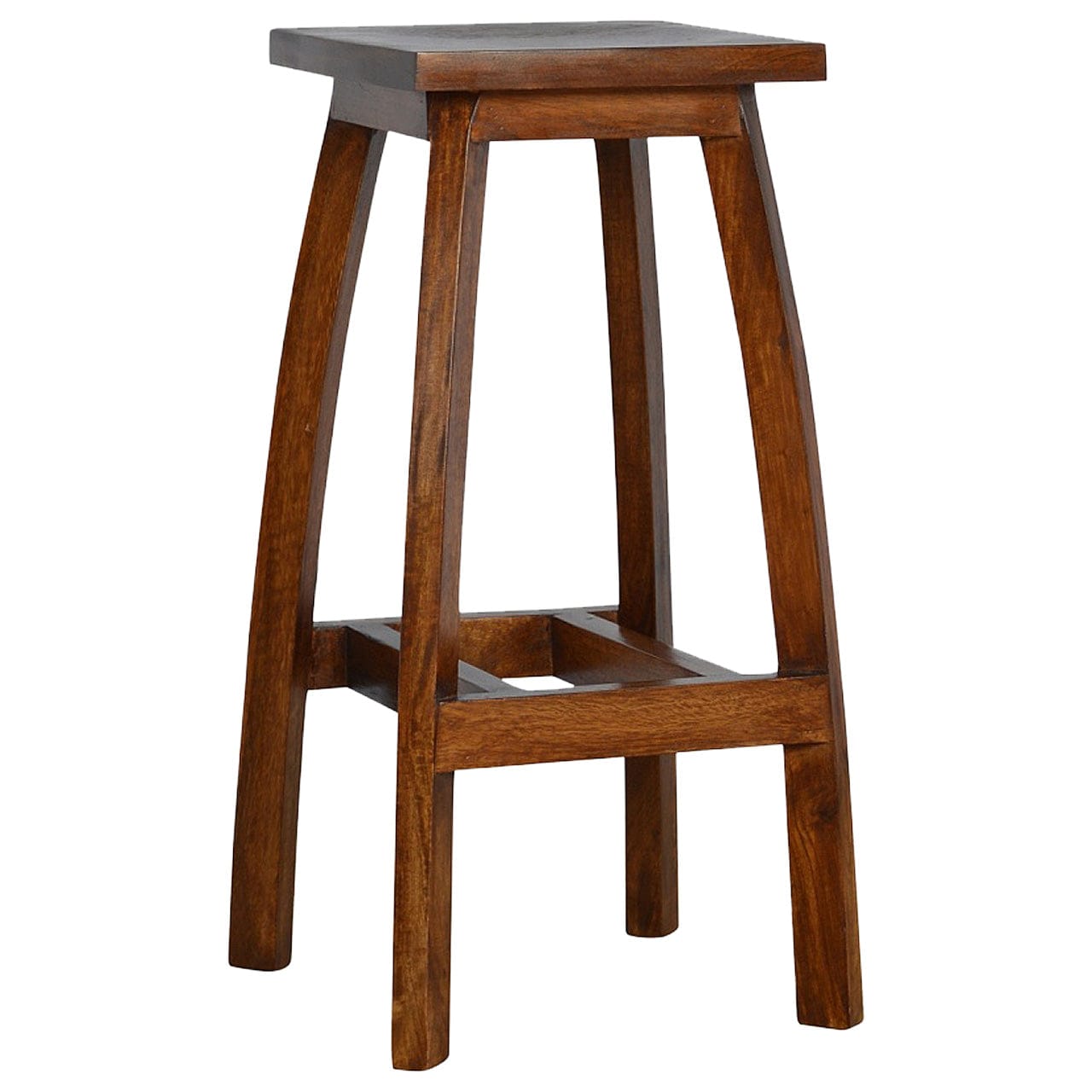 Solid Wood Bar Stool - Solid Mango Wood Counter Stool for Kitchen - product view 2 showing handcrafted solid mango wood stool