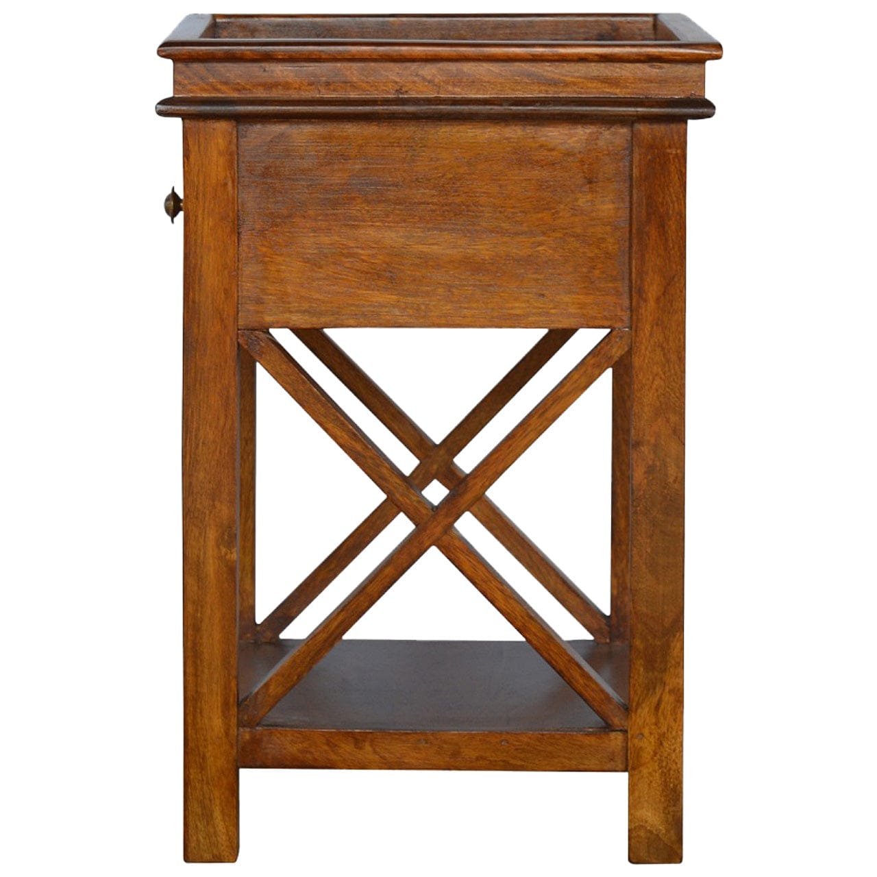 Solid Wood Criss-Cross End Table - Solid Mango Wood Side Table for Living Room - product view 7 showing handcrafted solid...