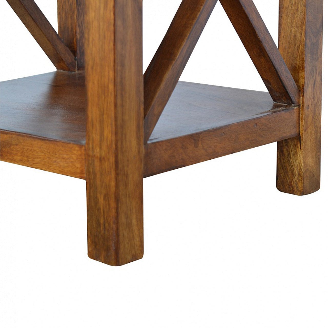 Solid Wood Criss-Cross End Table - Solid Mango Wood Side Table for Living Room - product view 5 showing handcrafted solid...