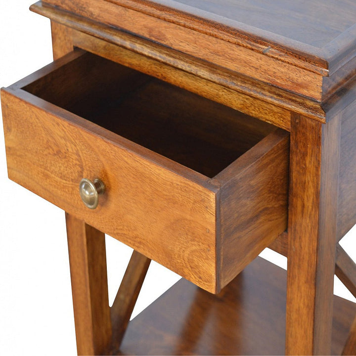 Solid Wood Criss-Cross End Table - Solid Mango Wood Side Table for Living Room - product view 6 showing handcrafted solid...