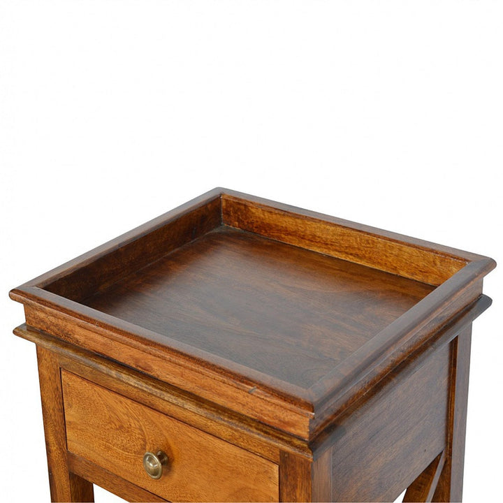 Solid Wood Criss-Cross End Table - Solid Mango Wood Side Table for Living Room - product view 4 showing handcrafted solid...