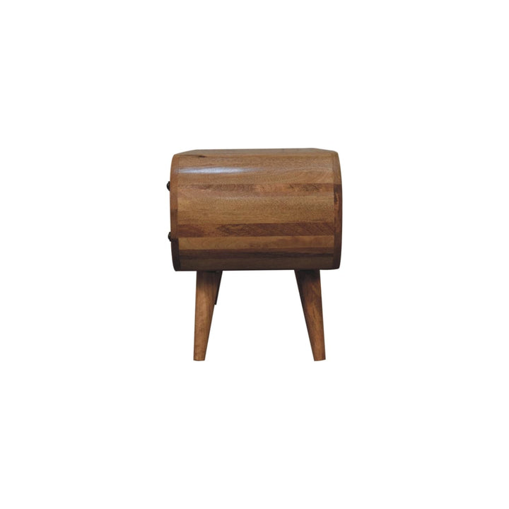 Oak-ish Circular TV Stand - Solid Mango Wood Entertainment Center for Living Room - product view 8 showing handcrafted...
