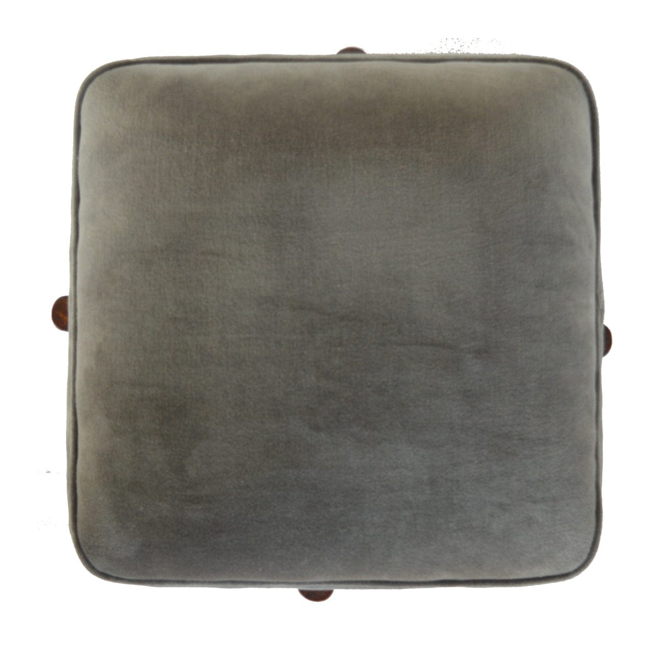 Solid Wood Grey Velvet Footstool - Solid Mango Wood Accent Stool for Living Room - product view 8 showing handcrafted...
