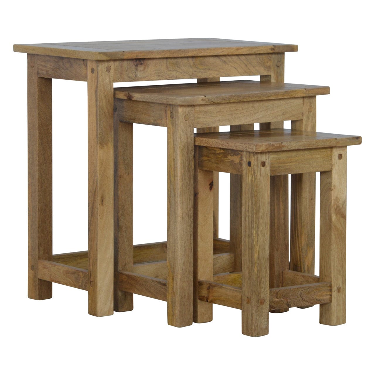 Solid Wood Stool - Solid Mango Wood Accent Seating - main view showing handcrafted solid mango wood stool