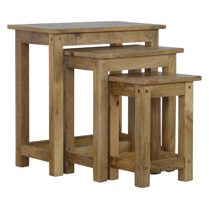 Solid Wood Stool - Solid Mango Wood Accent Seating - main view showing handcrafted solid mango wood stool
