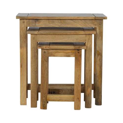 Solid Wood Stool - Solid Mango Wood Accent Seating - product view 7 showing handcrafted solid mango wood stool