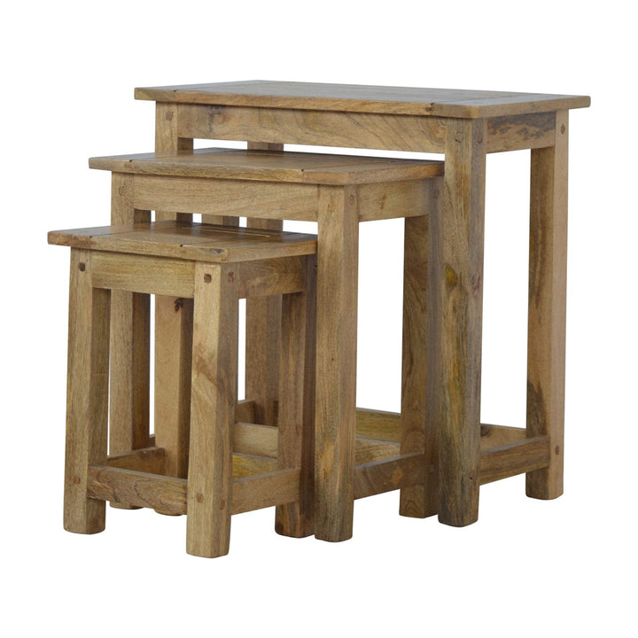 Solid Wood Stool - Solid Mango Wood Accent Seating - product view 2 showing handcrafted solid mango wood stool