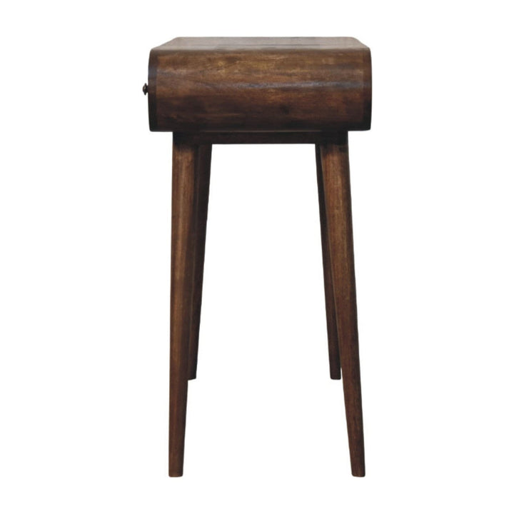 Classic Grey Curved Dressing Table in Solid Mango Wood - product view 7 showing handcrafted solid mango wood desk