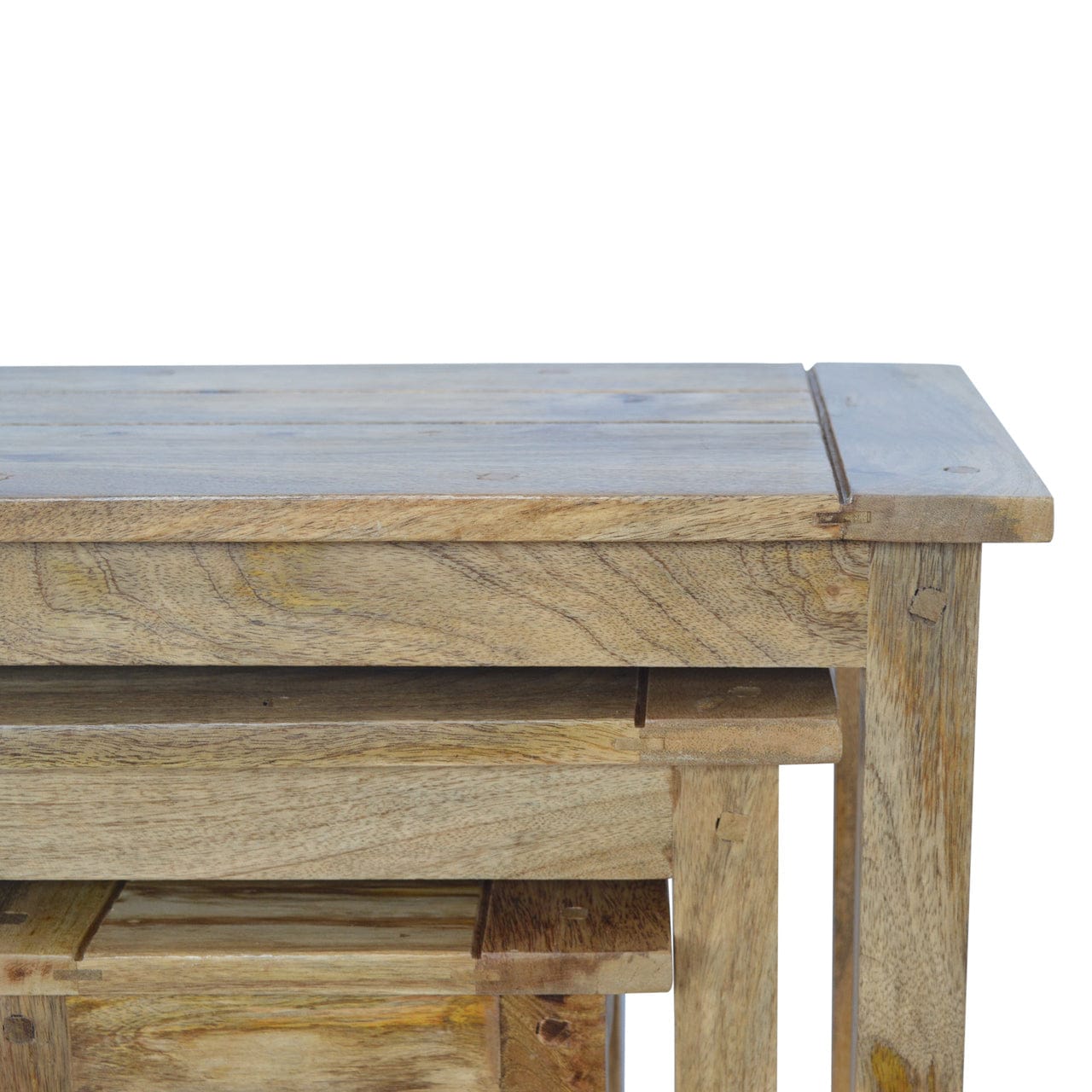 Solid Wood Stool - Solid Mango Wood Accent Seating - product view 5 showing handcrafted solid mango wood stool