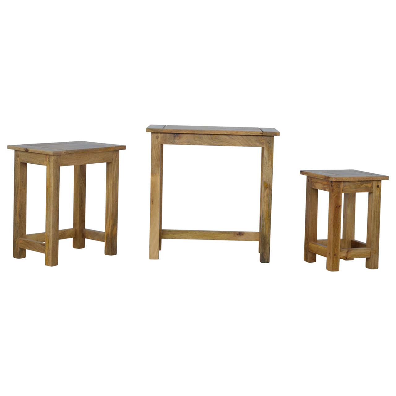 Solid Wood Stool - Solid Mango Wood Accent Seating - product view 6 showing handcrafted solid mango wood stool