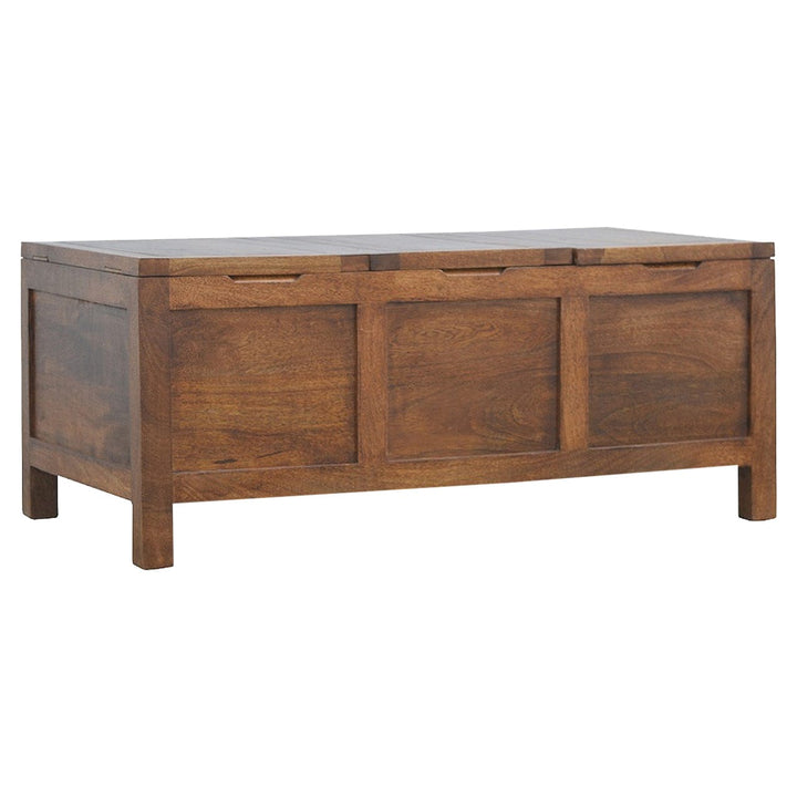 Solid Wood Tucker Table in Solid Mango Wood - product view 2 showing handcrafted solid mango wood furniture