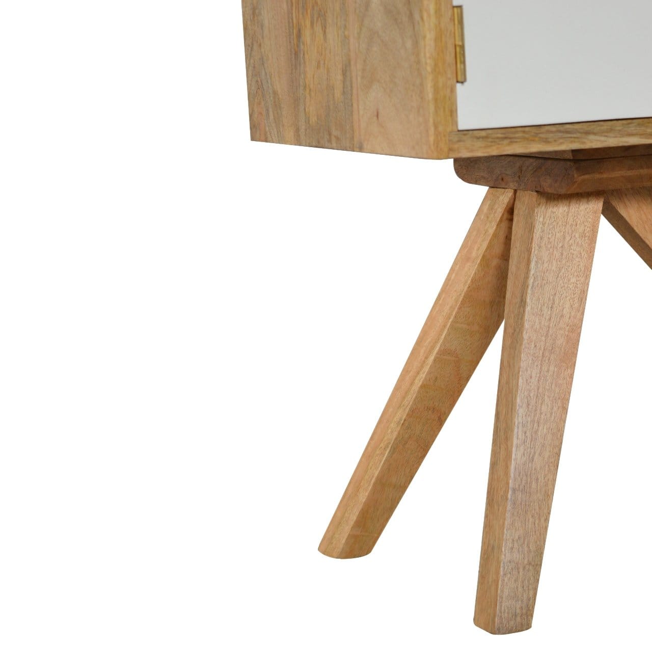 Solid Wood Tripod Nightstand - Solid Mango Wood Bedside Table for Bedroom - product view 6 showing handcrafted solid...
