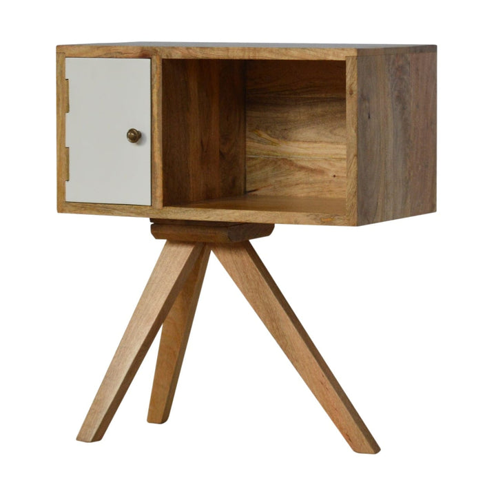 Solid Wood Tripod Nightstand - Solid Mango Wood Bedside Table for Bedroom - product view 2 showing handcrafted solid...