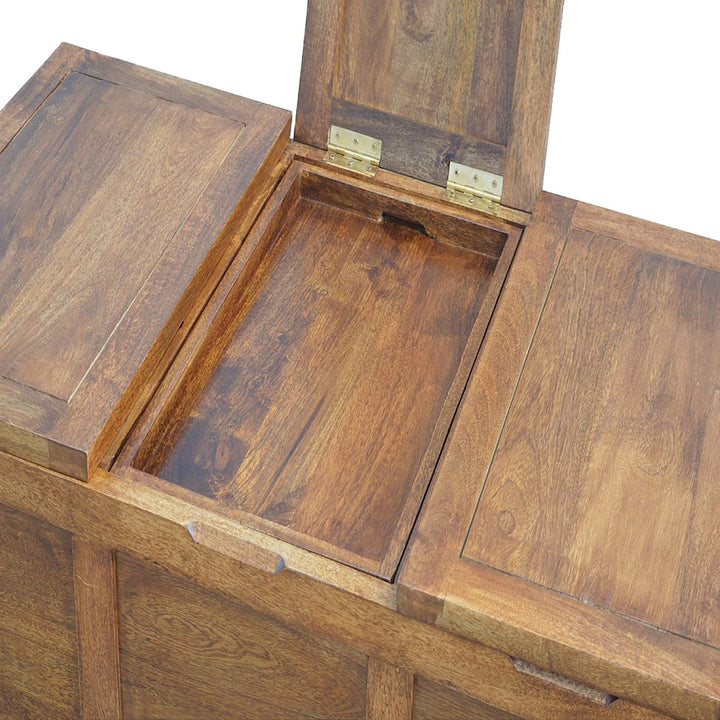 Solid Wood Tucker Table in Solid Mango Wood - product view 3 showing handcrafted solid mango wood furniture