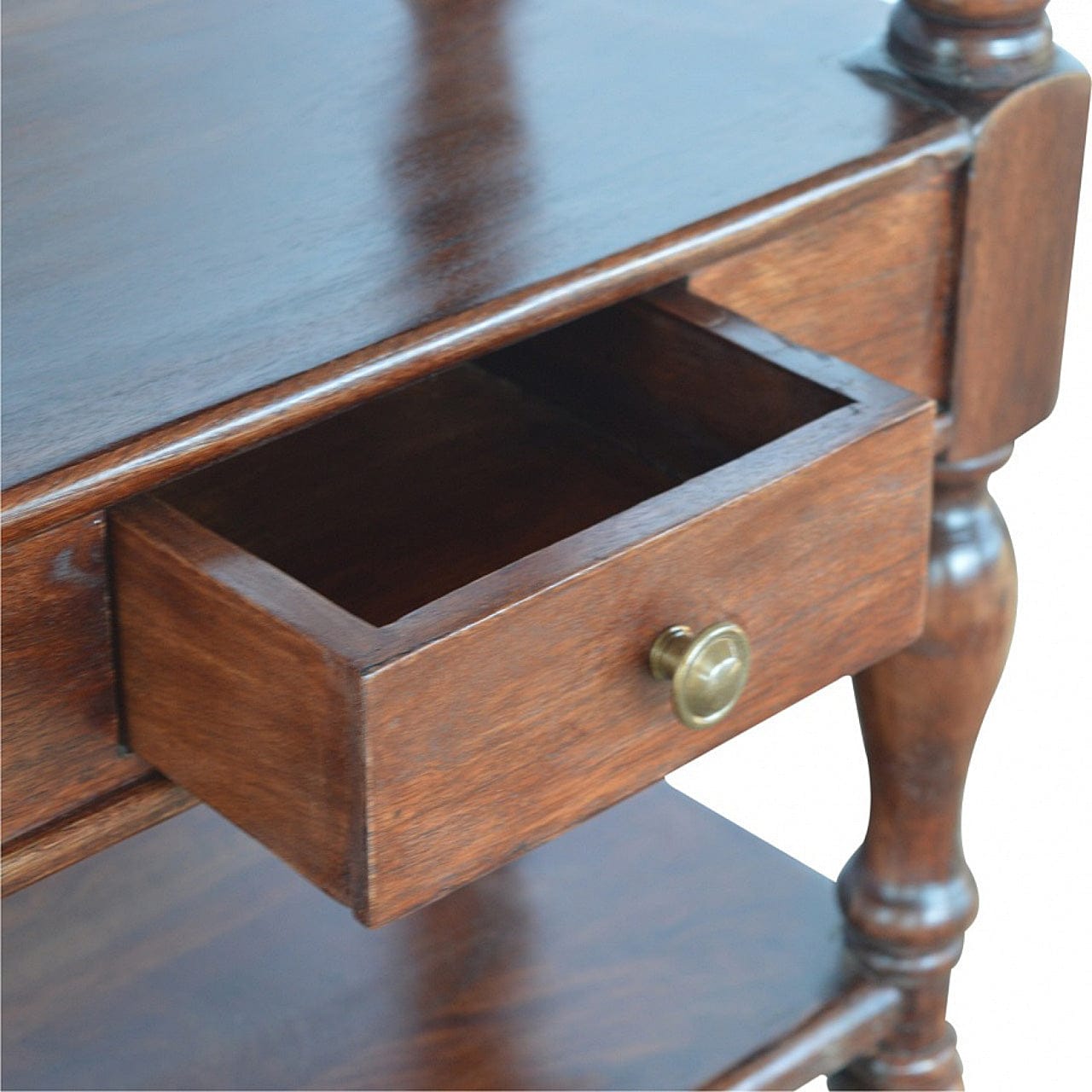 Solid Wood Turned Leg Console Table - Solid Mango Wood Hallway Console for Entryway - product view 8 showing handcrafted...