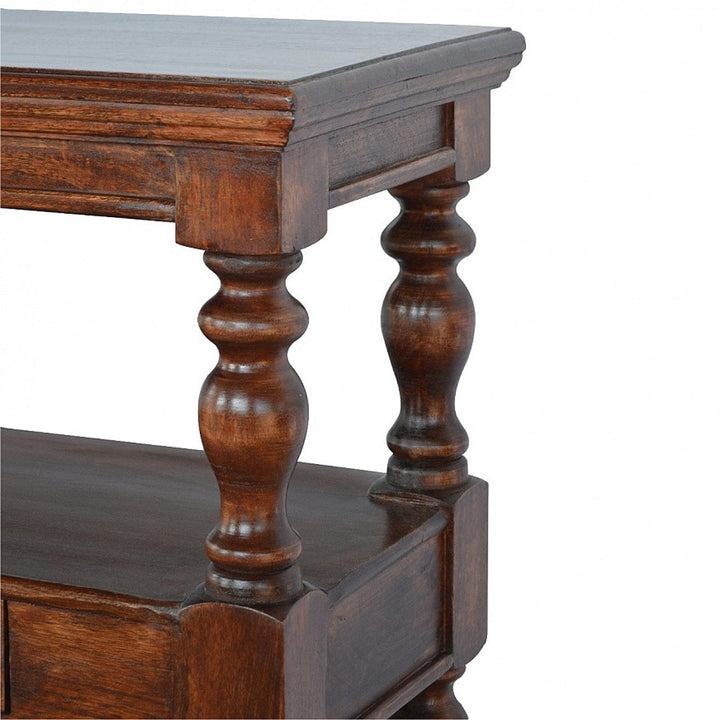 Solid Wood Turned Leg Console Table - Solid Mango Wood Hallway Console for Entryway - product view 6 showing handcrafted...