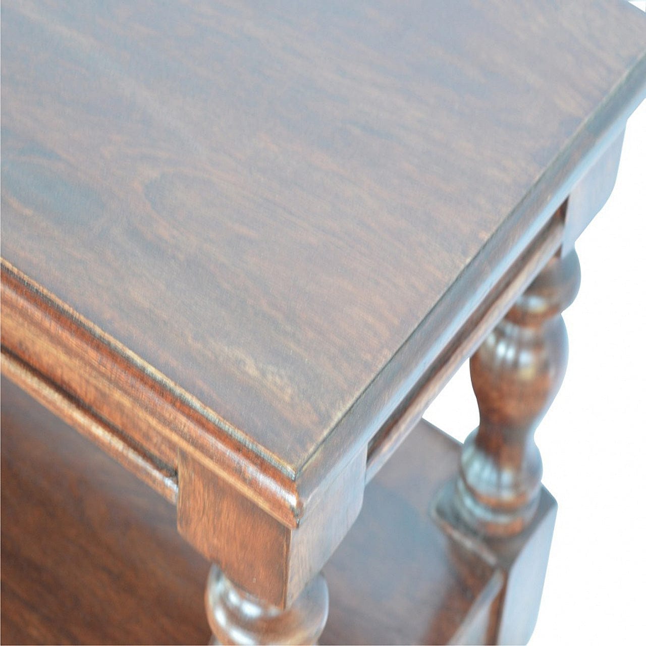 Solid Wood Turned Leg Console Table - Solid Mango Wood Hallway Console for Entryway - product view 5 showing handcrafted...