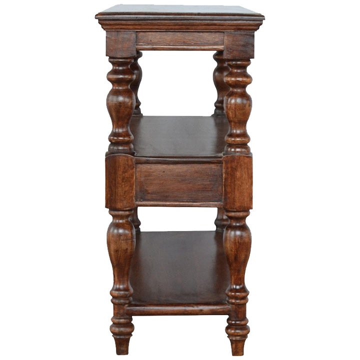 Solid Wood Turned Leg Console Table - Solid Mango Wood Hallway Console for Entryway - product view 7 showing handcrafted...