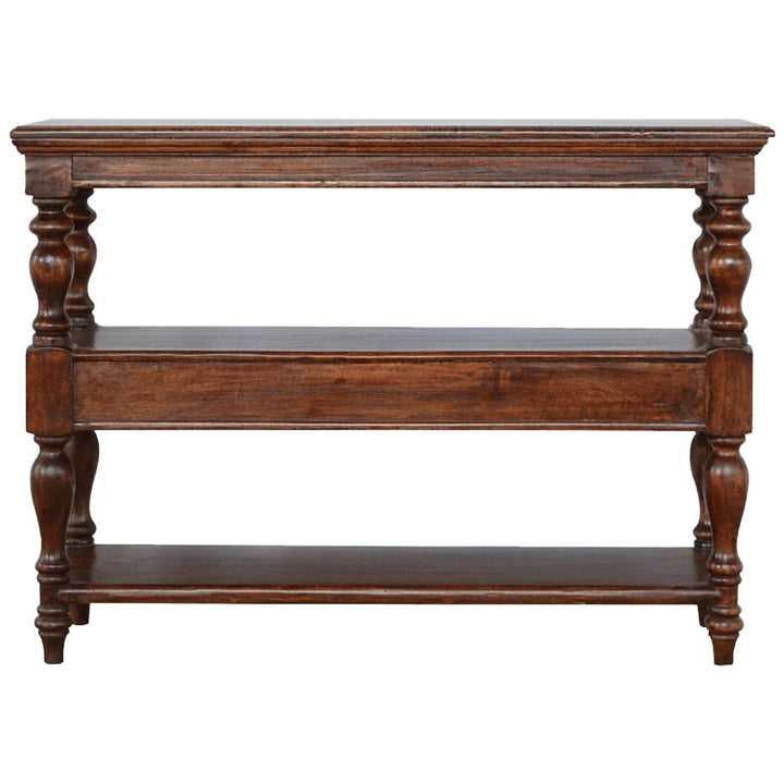 Solid Wood Turned Leg Console Table - Solid Mango Wood Hallway Console for Entryway - product view 9 showing handcrafted...