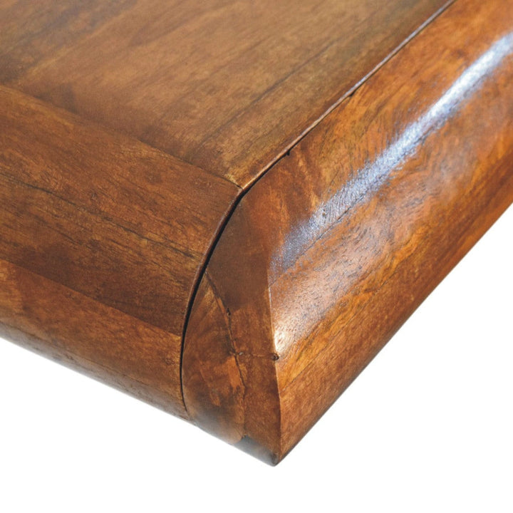 Solis Chestnut Floating Bedside Table - Solid Mango Wood Wall-Mounted Nightstand - product view 5 showing handcrafted...