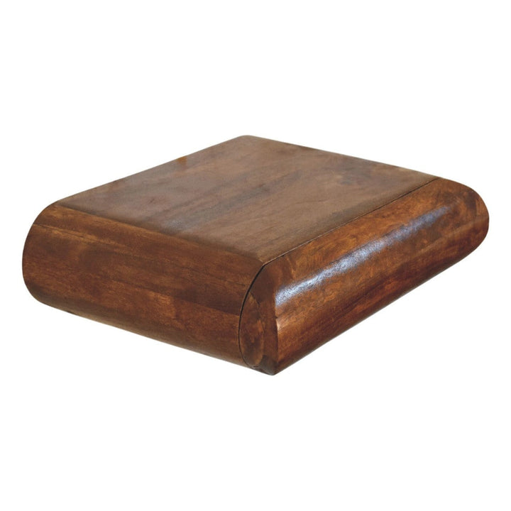Solis Chestnut Floating Bedside Table - Solid Mango Wood Wall-Mounted Nightstand - product view 7 showing handcrafted...