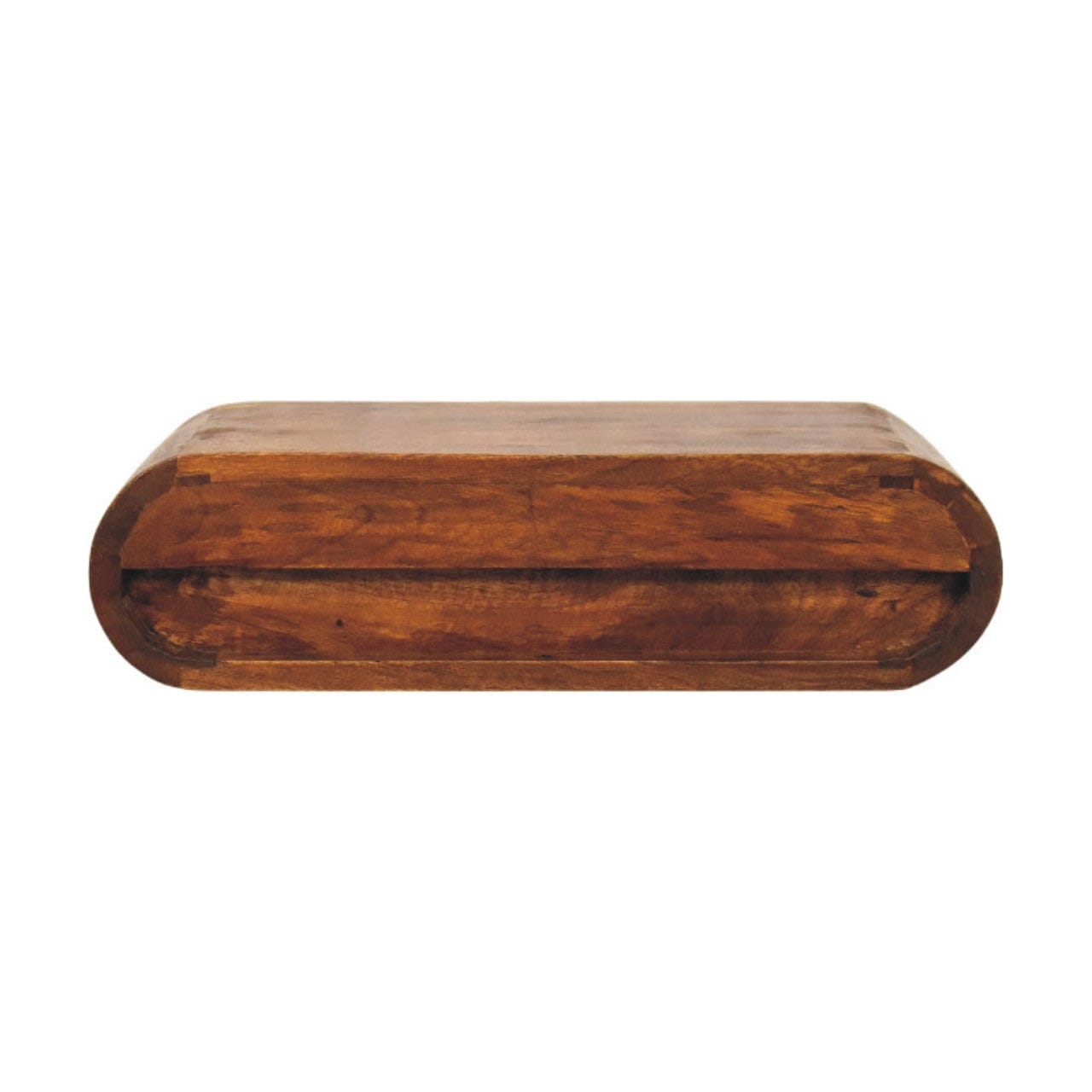 Solis Chestnut Floating Bedside Table - Solid Mango Wood Wall-Mounted Nightstand - product view 9 showing handcrafted...