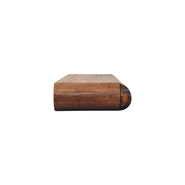 Solis Linear Chestnut Console Table - Solid Mango Wood Slim Hallway & Entryway Console - product view 8 showing...