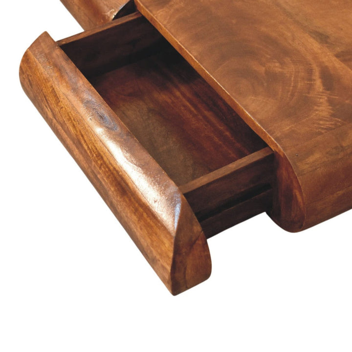 Solis Linear Chestnut Console Table - Solid Mango Wood Slim Hallway & Entryway Console - product view 6 showing...