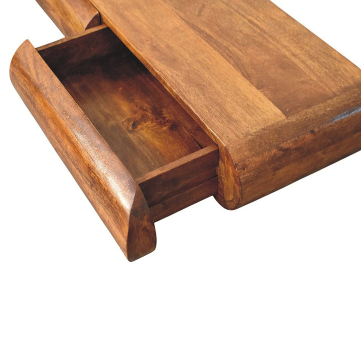 Solis Lowline Chestnut Console Table - Solid Mango Wood Slim Hallway & Entryway Table - product view 6 showing...