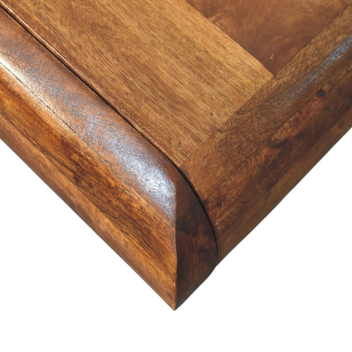 Solis Lowline Chestnut Console Table - Solid Mango Wood Slim Hallway & Entryway Table - product view 5 showing...