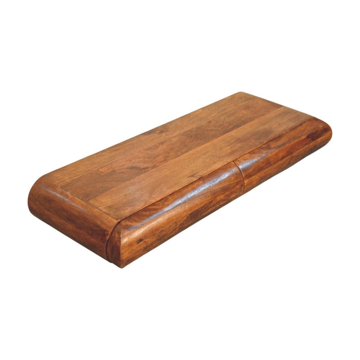 Solis Lowline Chestnut Console Table - Solid Mango Wood Slim Hallway & Entryway Table - product view 7 showing...