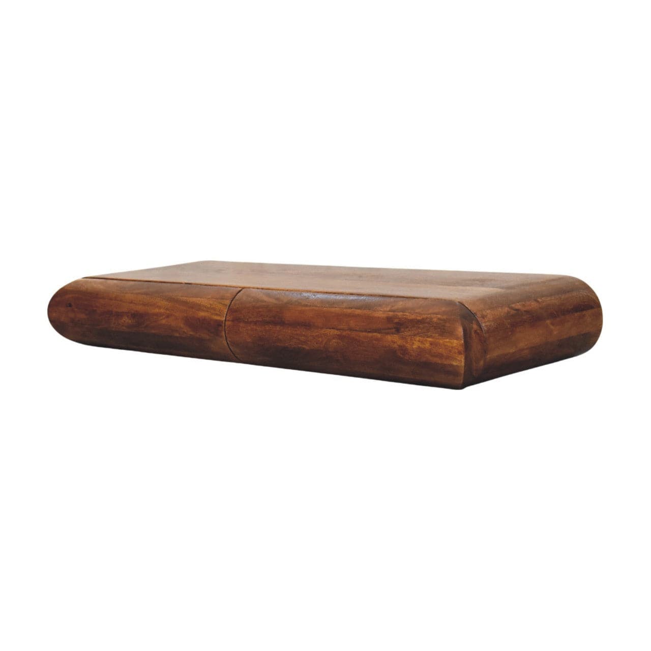 Solis Lowline Chestnut Console Table - Solid Mango Wood Slim Hallway & Entryway Table - product view 3 showing...