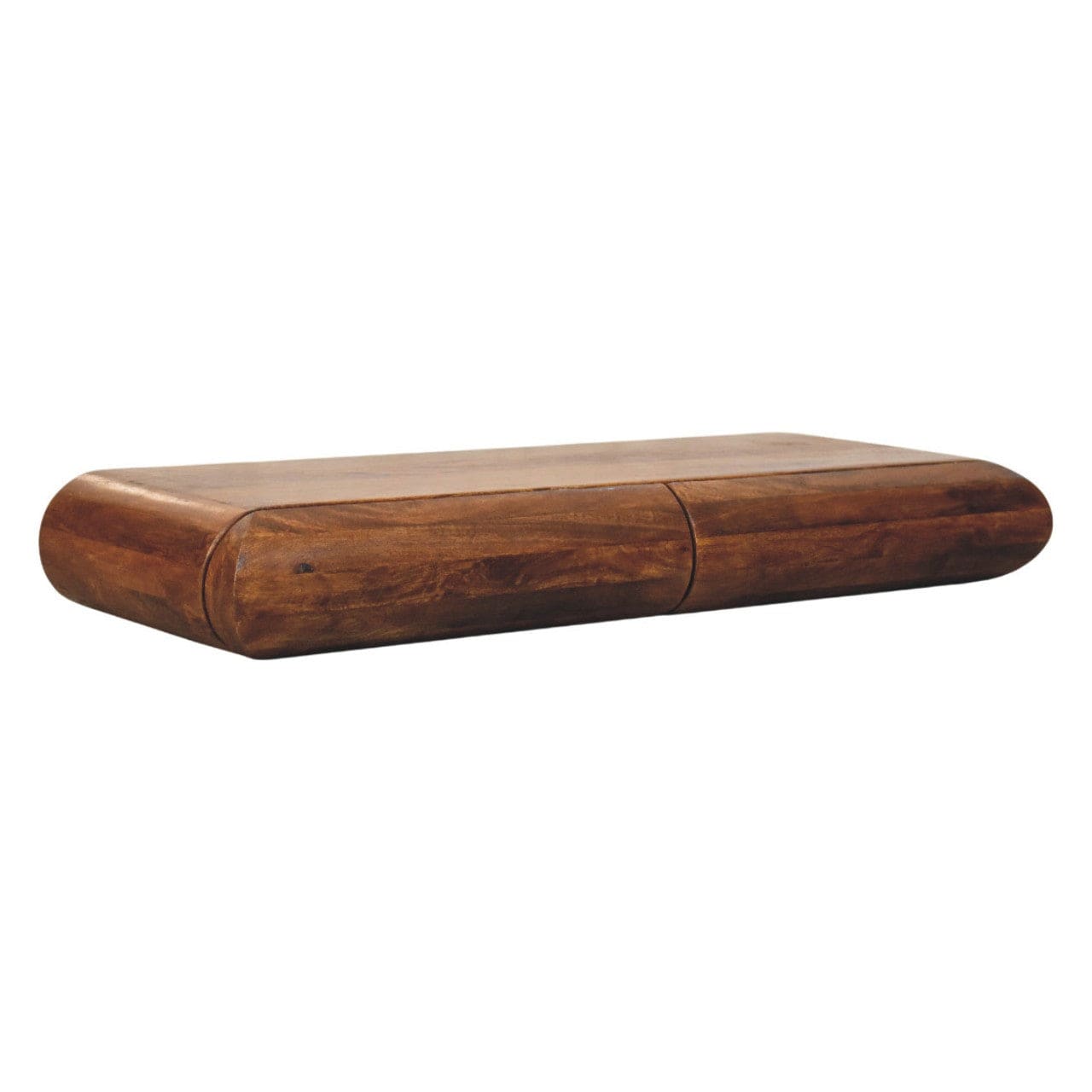 Solis Lowline Chestnut Console Table - Solid Mango Wood Slim Hallway & Entryway Table - product view 2 showing...