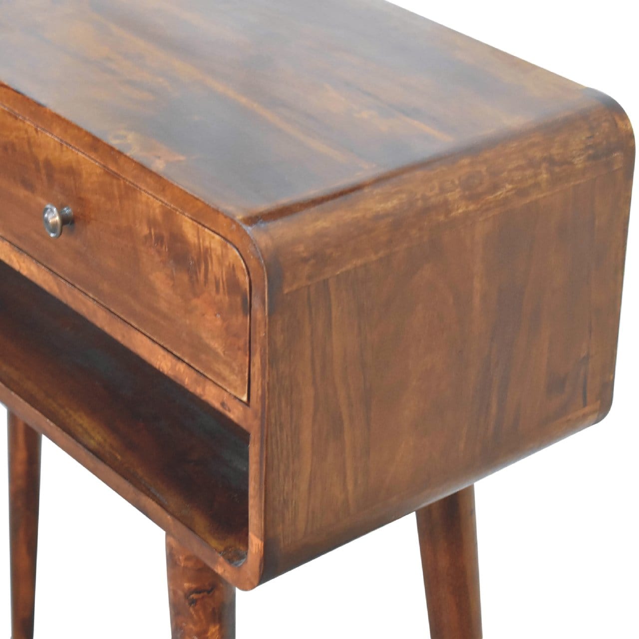 Sonata Chestnut Console Table - Solid Mango Wood Hallway Console for Entryway - product view 5 showing handcrafted solid...