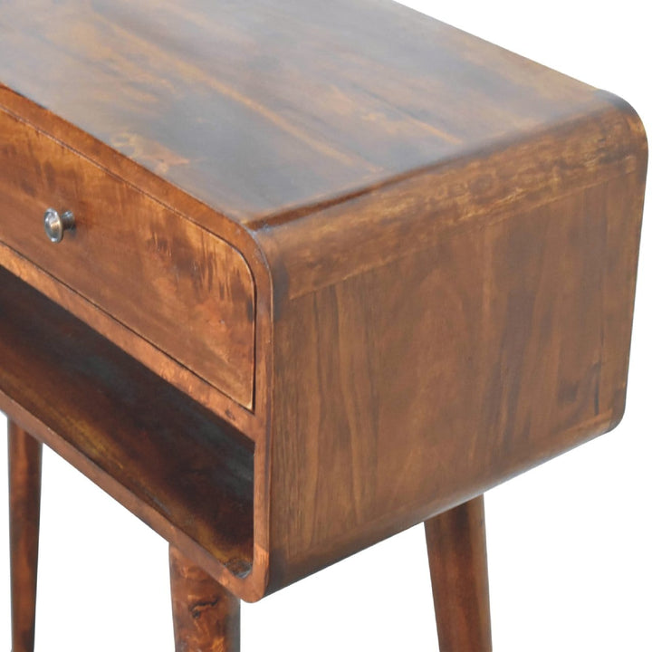 Sonata Chestnut Console Table - Solid Mango Wood Hallway Console for Entryway - product view 5 showing handcrafted solid...