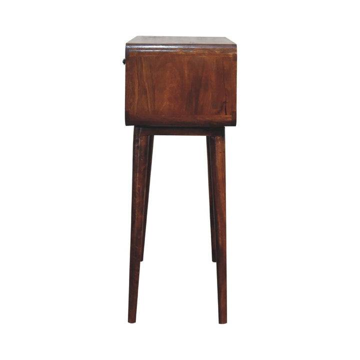 Sonata Chestnut Console Table - Solid Mango Wood Hallway Console for Entryway - product view 8 showing handcrafted solid...