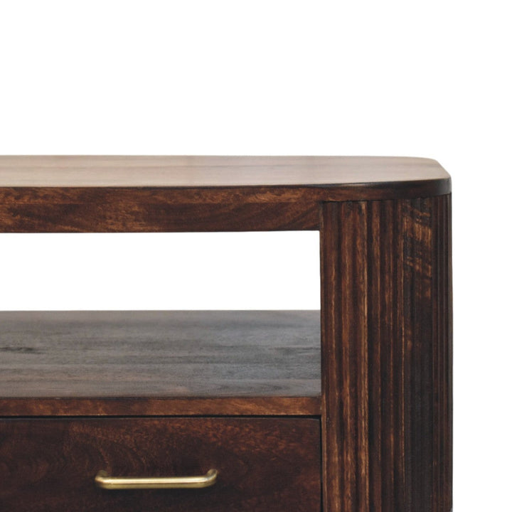 Sphere Leg Coffee Table - Solid Mango Wood Center Table for Living Room - product view 4 showing handcrafted solid mango...