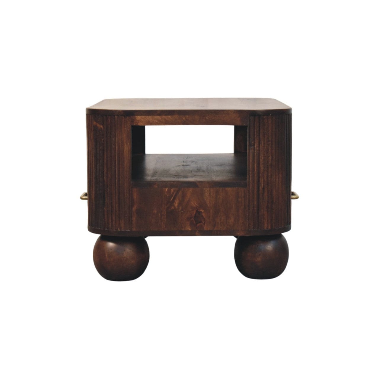 Sphere Leg Coffee Table - Solid Mango Wood Center Table for Living Room - product view 9 showing handcrafted solid mango...