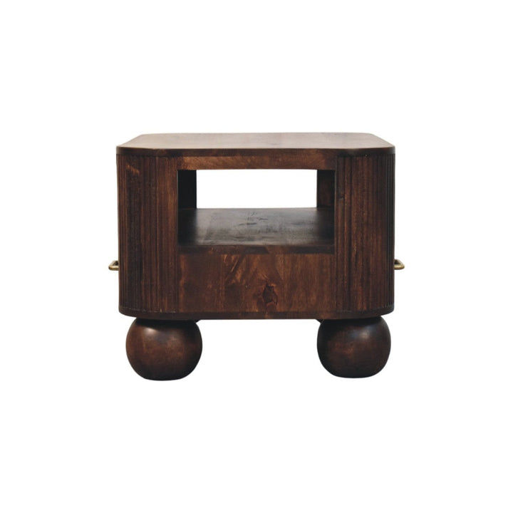 Sphere Leg Coffee Table - Solid Mango Wood Center Table for Living Room - product view 9 showing handcrafted solid mango...