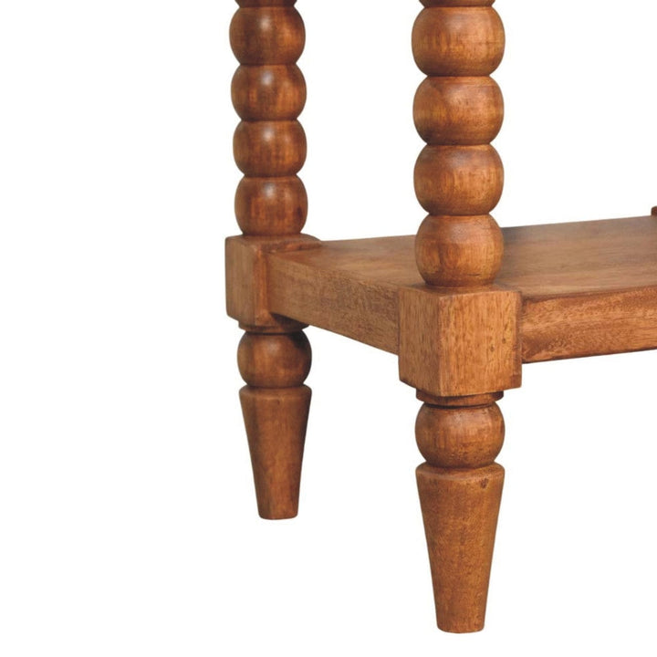 Spindle Nightstand - Solid Mango Wood Bedside Table for Bedroom - product view 7 showing handcrafted solid mango wood...
