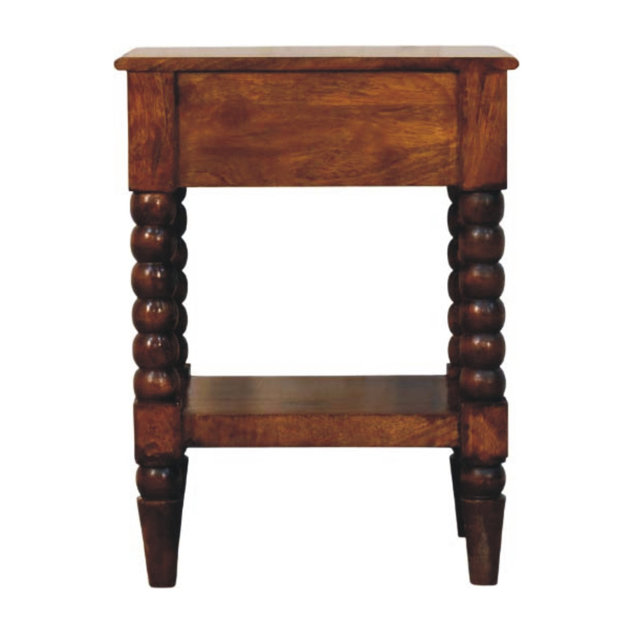 Chestnut Spindle Side Table in Solid Mango Wood - product view 8 showing handcrafted solid mango wood dresser