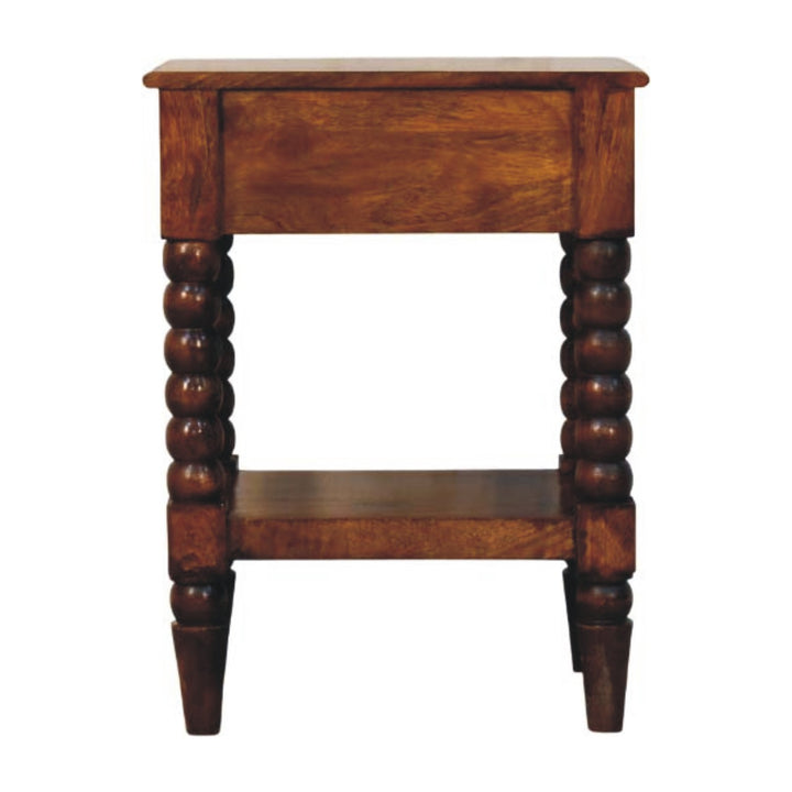 Chestnut Spindle Side Table in Solid Mango Wood - product view 8 showing handcrafted solid mango wood dresser