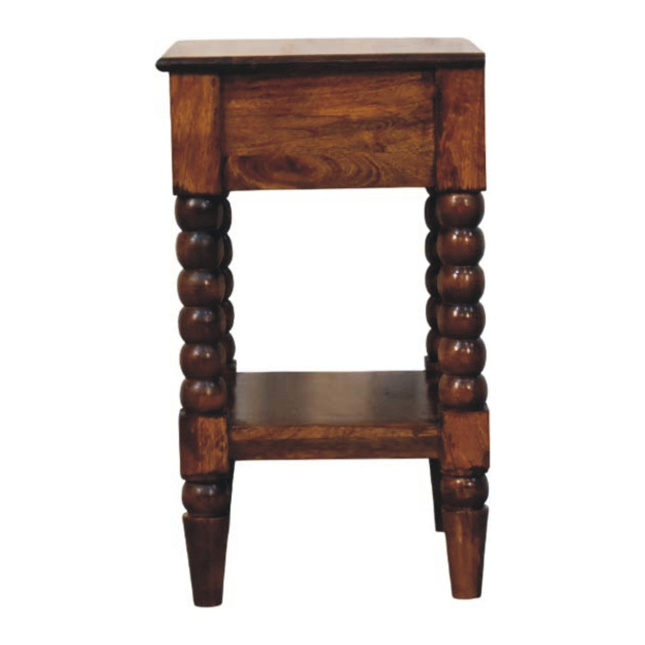 Chestnut Spindle Side Table in Solid Mango Wood - product view 7 showing handcrafted solid mango wood dresser