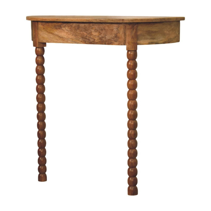 Oakish Spindle Radiator Console Table in Solid Mango Wood - main view showing handcrafted solid mango wood console table